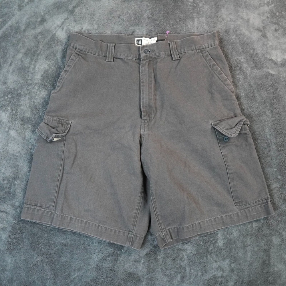 Vintage Gap Shorts Men 33 Gray Cargo Heavyweight Utility Pockets Gorpcore Hiking
